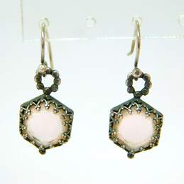 Romantic 925 Heart Coin Pearls Station Necklace & Rose Quartz & CZ Hoop Earrings alternative image