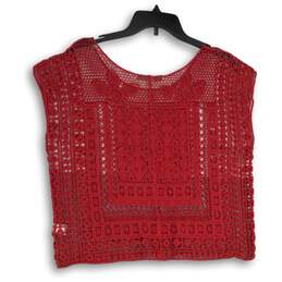 NWT Lauren Conrad Womens Pink Crochet Sleeveless Cropped Blouse Top Sz M alternative image