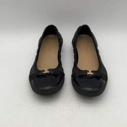 Sesto Meucci Womens Black Gold Leather Quilted Slip On Ballet Flats Size 10