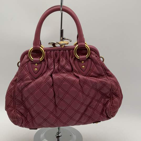 Marc Jacobs Womens Cherry Red Quilted Leather Stam Tom Handle Handbag w/COA image number 11