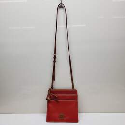 Dooney & Bourke North/South Triple Zip Red Leather Cross Body Bag