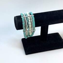 Designer Lucky Brand Silver-Tone Turquoise Fashionable Beaded Bracelet