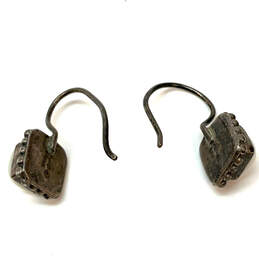 Designer Brighton 925 Sterling Silver Button Frame Fish Hook Drop Earrings alternative image