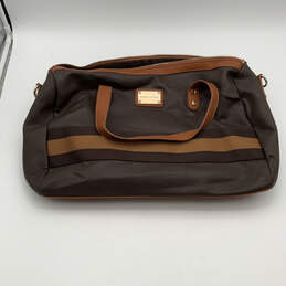 Womens Brown Leather Double Handles Inner Pockets Travel Duffle Bag