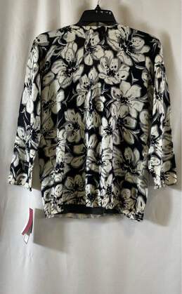 NWT Cathy Daniels Womens Black White Floral Two-Fer Cardigan Sweater Size Large alternative image