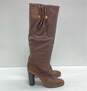 Tory Burch Leather Slouchy Riding Boots Brown 8 image number 1