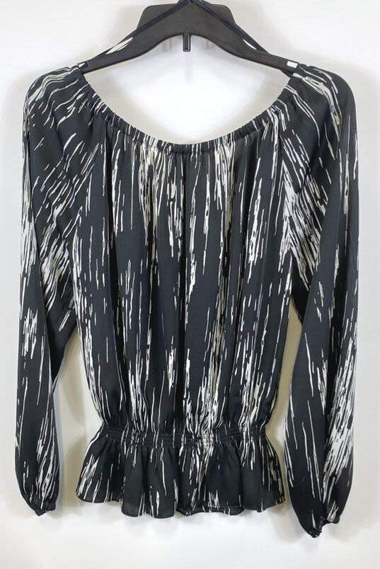 Michael Womens Black Long Balloon Sleeve V-Neck Pullover Blouse Top Size Medium image number 2