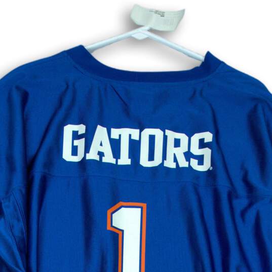 NCAA Mens #1 Gators Blue Orange And White Short Sleeve Jersey Size 2XL image number 4