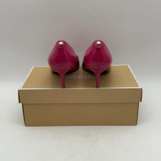 NIB Michael Kors Womens Pink Leather Pointed Toe High Kitten Pump Heels Size 10 image number 4