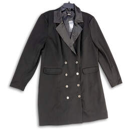 NWT Womens Black Notch Lapel Double Breasted Blazer Dress Size S/16