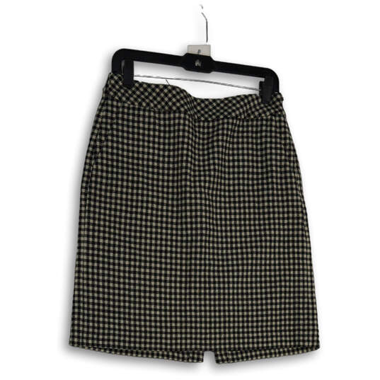 Womens White Black Plaid Slash Pocket Straight & Pencil Skirt Size 2 P image number 1