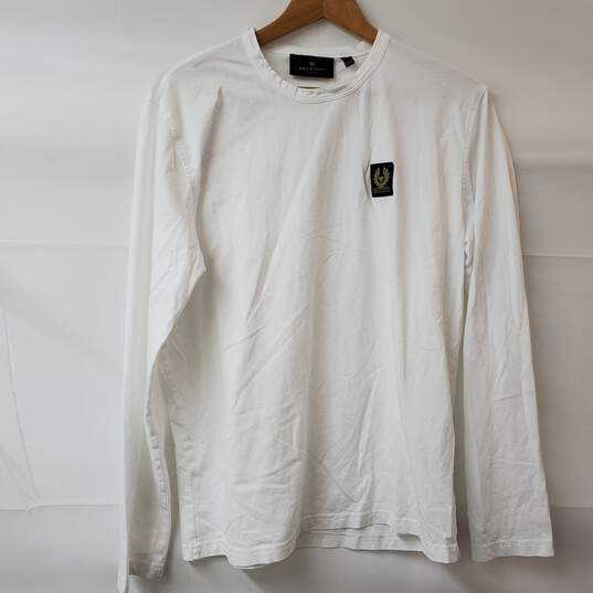 Buy the Belstaff Cotton LS White Pullover Crew Neck Shirt Men's XL