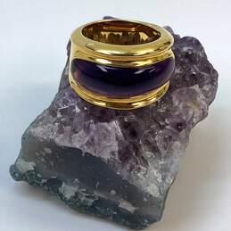 Designer RLM Studio Gold-Tone Amethyst Purple Brass Fashionable Band Ring