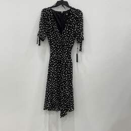NWT Tommy Hilfiger Womens Black White Polka Dot V-Neck Wrap Dress Size 8
