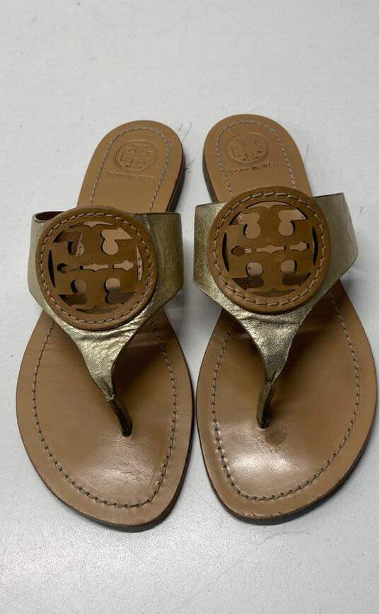 Tory Burch Louisa Leather Thong Sandals Beige 7 image number 3