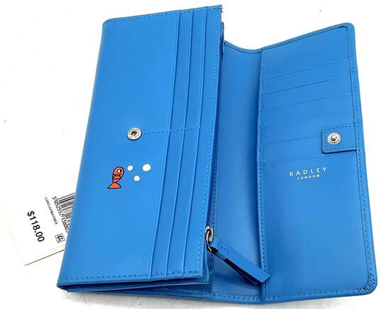 NWT Radley London Open Blue Sail Away Leather Flap Wallet image number 2