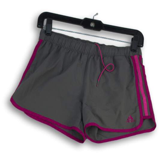 Adidas Womens Gray Flat Front Elastic Waist Drawstring Athletic Shorts Size XS image number 1