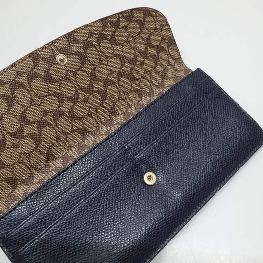 Coach Pebbled Leather Envelope Wallet in Navy Blue 7.5x3.5" image number 3