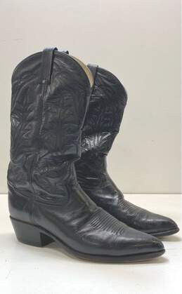 Tony Lama Black Leather Cowboy Western Boots Size 10 D