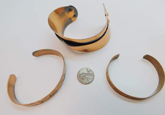 Variety Modernist & Southwestern Inspired Copper Cuff Bracelets 61.5g image number 4