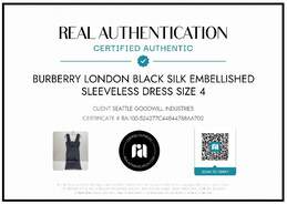 AUTHENTICATED BURBERRY LONDON SILK EMBELLISHED SLEEVELESS DRESS SZ 4 NWT alternative image