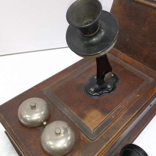 Vintage Oak Electric Crank Wall Phone image number 3