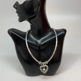 Designer Brighton Silver-Tone Pearl Open Heart Lobster Pendant Necklace