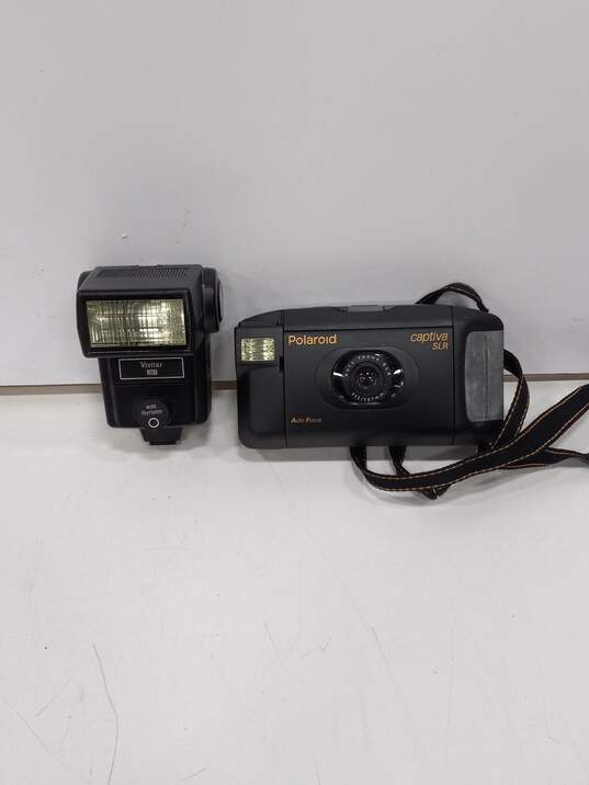3pc Bundle of Assorted Vintage Film Cameras W/ Camera Flash image number 2