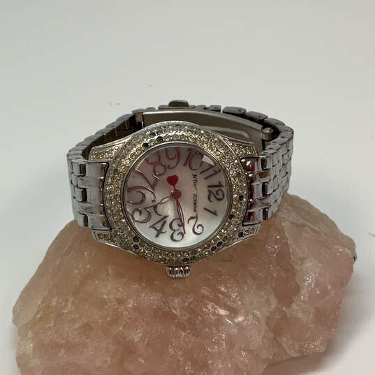 Designer Betsey Johnson Rhinestone Classic Round Dial Analog Wristwatch image number 1