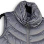 Womens Silver Quilted Mock Neck Pockets Full-Zip Puffer Vest Size Small image number 3