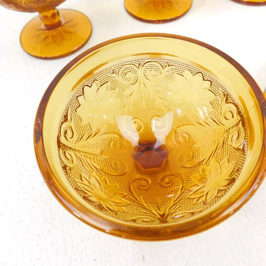 Buy The Vintage Tiara Amber Glass Sherbert Dessert Cups Set Of 6 Goodwillfinds
