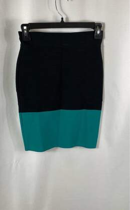 NWT BCBGMAXAZRIA Womens Black Teal Colorblock Straight & Pencil Skirt Size S alternative image