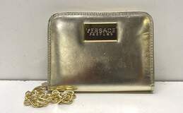 Versace Parfums Gold Zip Around Card Clutch Wallet Wristlet