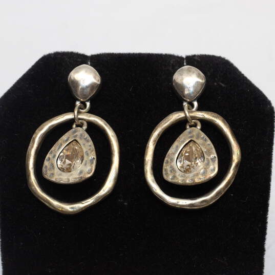 Chapin & Hollister Signed Sterling Glass Earrings - 9.8g image number 1