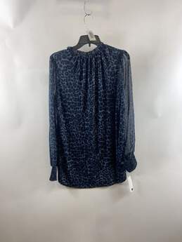 NWT White House Black Market Womens Blue Leopard Print Tunic Top Size Medium alternative image