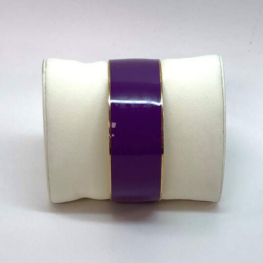Designer J. Crew Gold-Tone Purple Enamel Fashionable Slide Bangle Bracelet image number 1