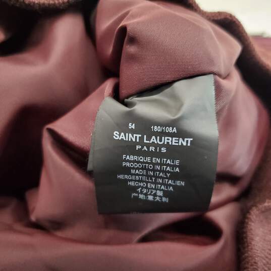 Saint Laurent MA-1 Burgundy Red Nylon Bomber Jacket Women's Size 54 AUTHENTICATED image number 4