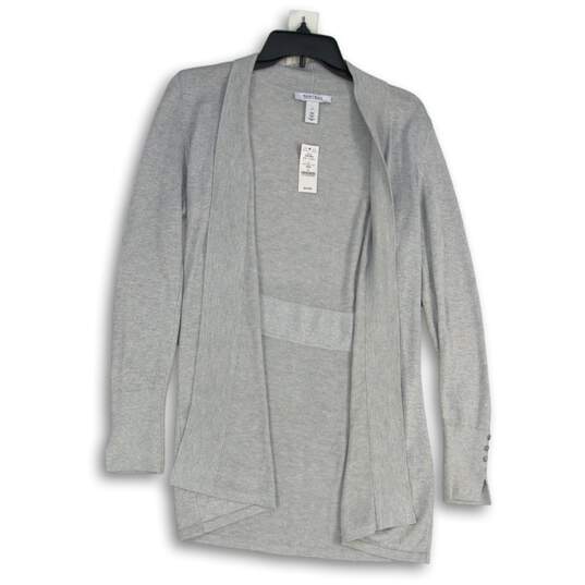 NWT White House Black Market Womens Gray Metallic Knitted Cardigan Sweater Sz S image number 1