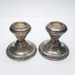 SN Sterling - Weighted Sterling Silver 2 1/2 Candle Stick Holder 1 Pair 183.5g