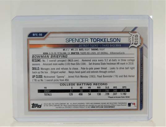 2021 Spencer Torkelson Bowman Prospects Pre-Rookie Detroit Tigers image number 2