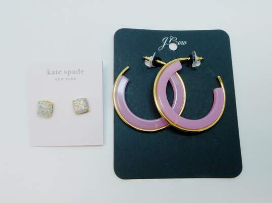 Designer Kate Spade & J. Crew Gold Tone Stud & Hoop Earrings With Tags 27.5g image number 1