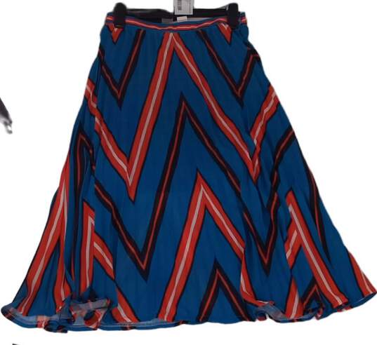 Womens Blue Chevron Pleated Side Zipper A Line Skirt Size Small image number 2