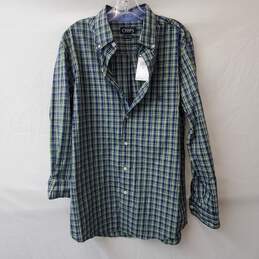 Chaps Blue & Green Plaid Button Up Long Sleeve Shirt Size M