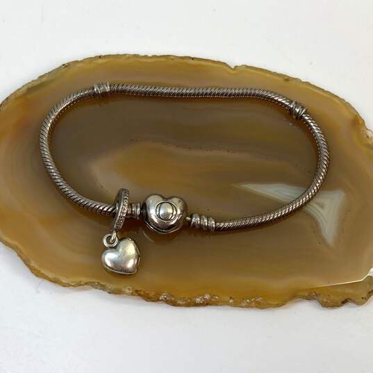 Designer Pandora 925 ALE Sterling Sliver Link Chain Heart Charm Bracelet image number 2