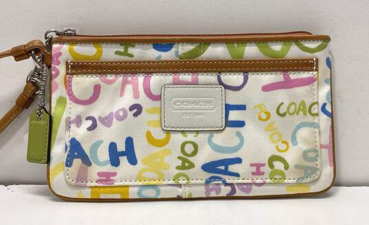 COACH F42621 Multi SIgnature Zip Pouch Wallet Wristlet image number 1