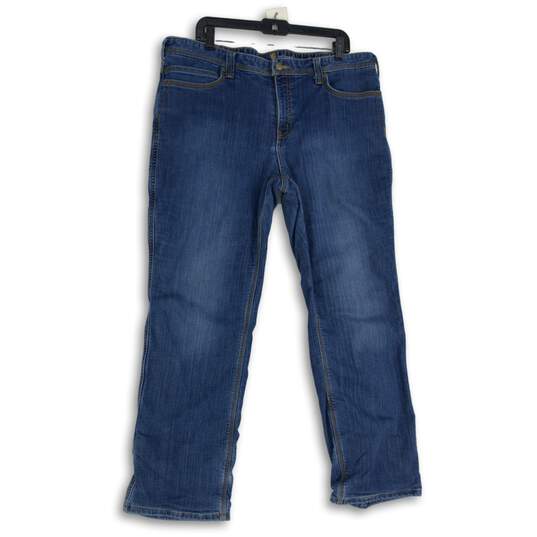 Womens Blue Denim Medium Wash 5-Pocket Design Straight Leg Jeans Size 18R image number 1