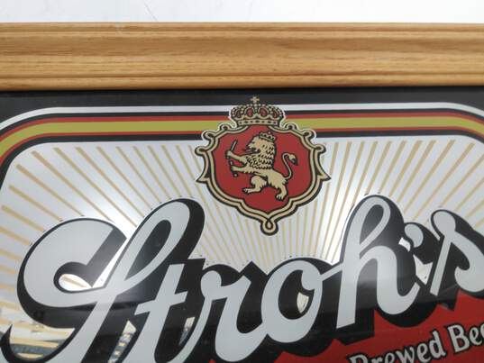 Stroh's Beer 14x11 Wood Framed Bar Sign Mirror Detroit image number 5