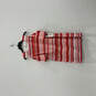 NWT Womens Red Striped Round Neck Cold Shoulder Back Zip Sheath Dress Sz 14 image number 1