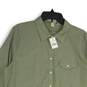 NWT Womens Green Long Sleeve Spread Collar Half Button Up Shirt Size Large image number 3