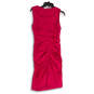 Womens Pink Sleeveless Boat Neck Back Zip Knee Length Bodycon Dress Size 6 image number 2